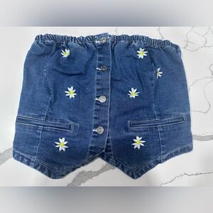 Love Tree Blue Floral Embroidered Jean Top Size Large